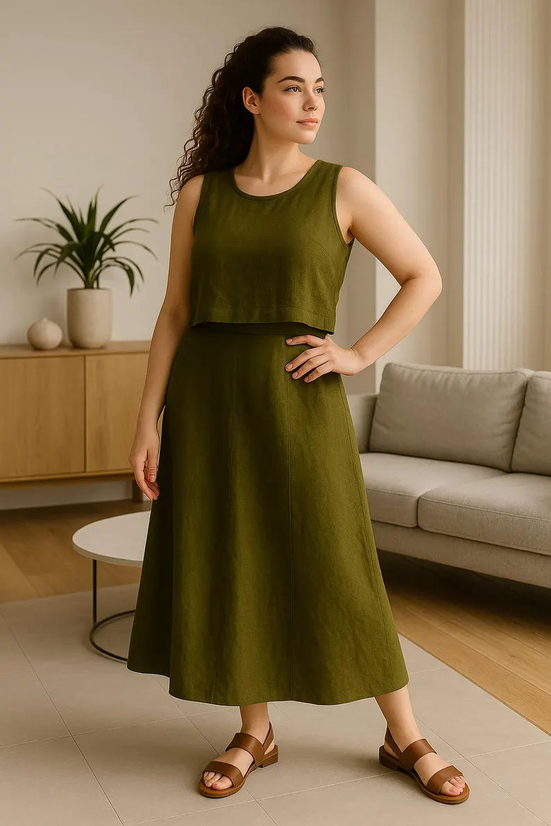 High Waist Linen Maxi Skirt for Women, A-Line Long Skirt, Flowy Bias Cut Skirt, Summer Linen Dress, Minimal Women Clothing, Capsule Wardrobe