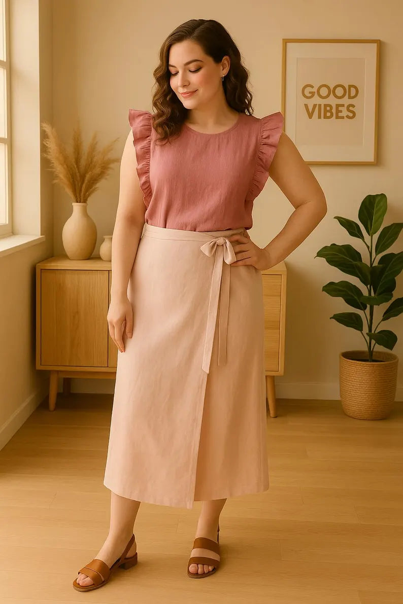 Linen Wrap Skirt, Side Tie Linen Skirt, High Waisted Skirt, Womens Summer Clothing, Maxi Linen Skirt, Natural Flowy Wrap Skirt, Long Skirt