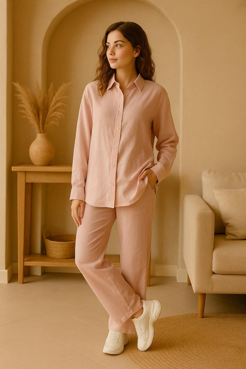 Oversized Linen Button Down Shirt for Women, Long Sleeve Shirt, Lightweight Blouse Women, Plus Size Spring Tops, Casual Top, Linen Clothing