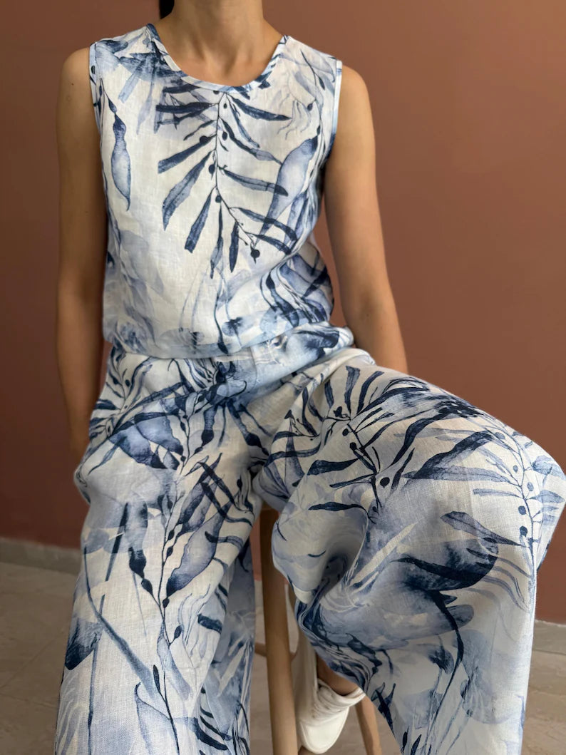 Linen Culotte Pants, Linen Palazzo Pants, Wide Leg Linen Trousers Women, Relaxed Fit Linen Summer Pants, Elastic Waist Wide Leg, Trousers