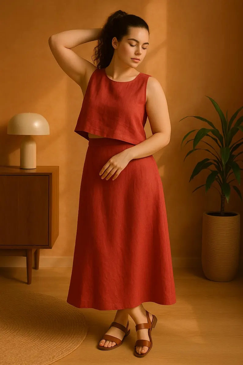 High Waist Linen Maxi Skirt for Women, A-Line Long Skirt, Flowy Bias Cut Skirt, Summer Linen Dress, Minimal Women Clothing, Capsule Wardrobe