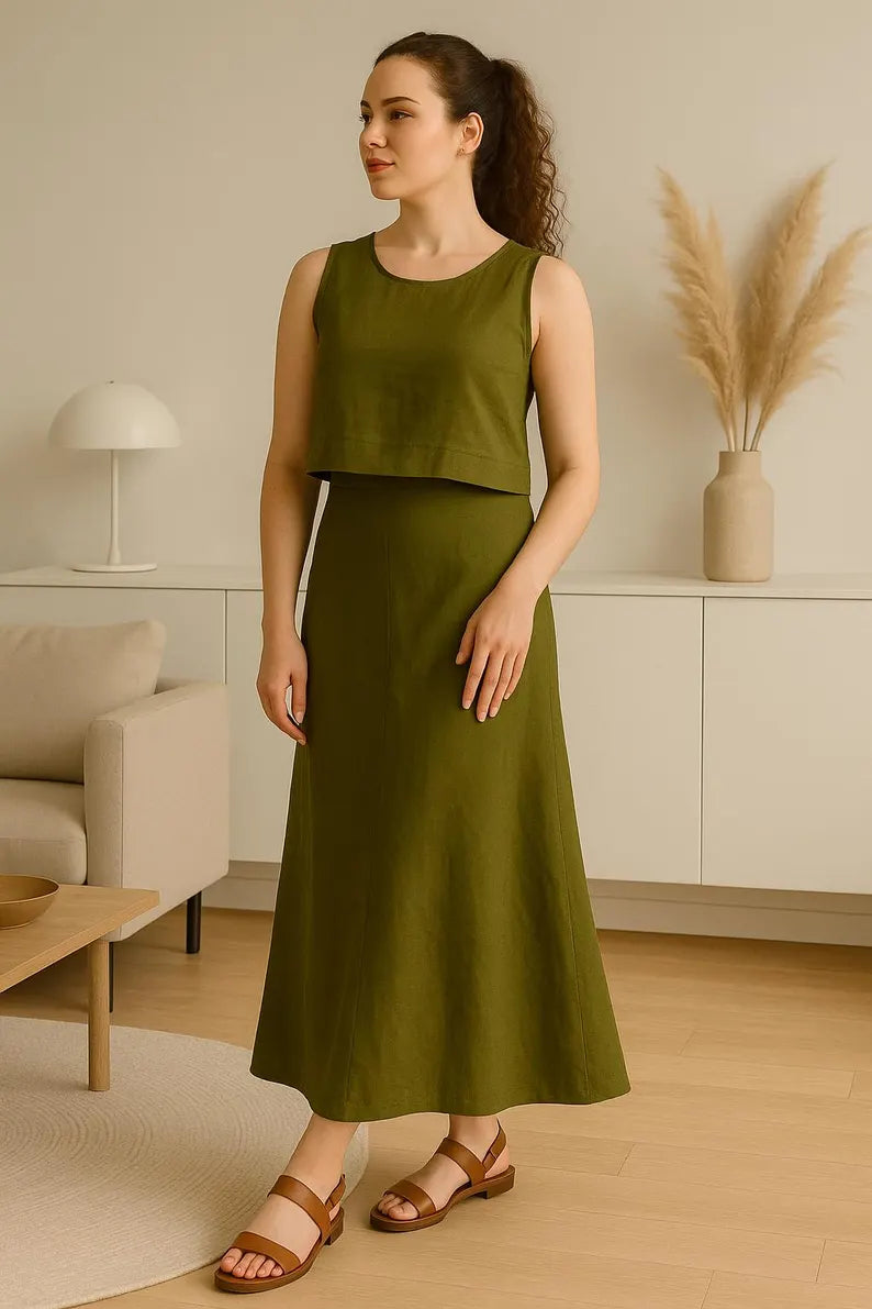 High Waist Linen Maxi Skirt for Women, A-Line Long Skirt, Flowy Bias Cut Skirt, Summer Linen Dress, Minimal Women Clothing, Capsule Wardrobe
