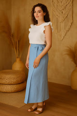 Linen Wrap Maxi Skirt for Women, Adjustable Strap Tie Skirt, Linen  A Line Skirt, Summer Linen Clothing, Long Linen Skirt, Minimalist Style