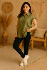 Short Sleeves Linen Shirt for Women, Relaxed Fit Linen Shirt, Button Down White Shirt, Summer Linen Top, Casual Shirt, Womens Spring Style