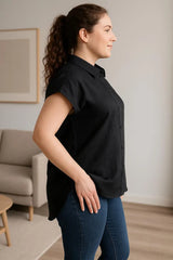 Short Sleeves Linen Shirt for Women, Relaxed Fit Linen Shirt, Button Down White Shirt, Summer Linen Top, Casual Shirt, Womens Spring Style