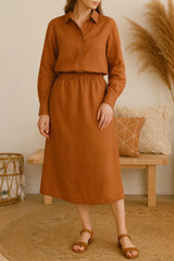 Womens Straight-Cut Linen Skirt, Linen Midi Skirt with Pocket, Minimalist Workwear, Bottoms for Woman, Linen Skirts, Everyday Summer Style