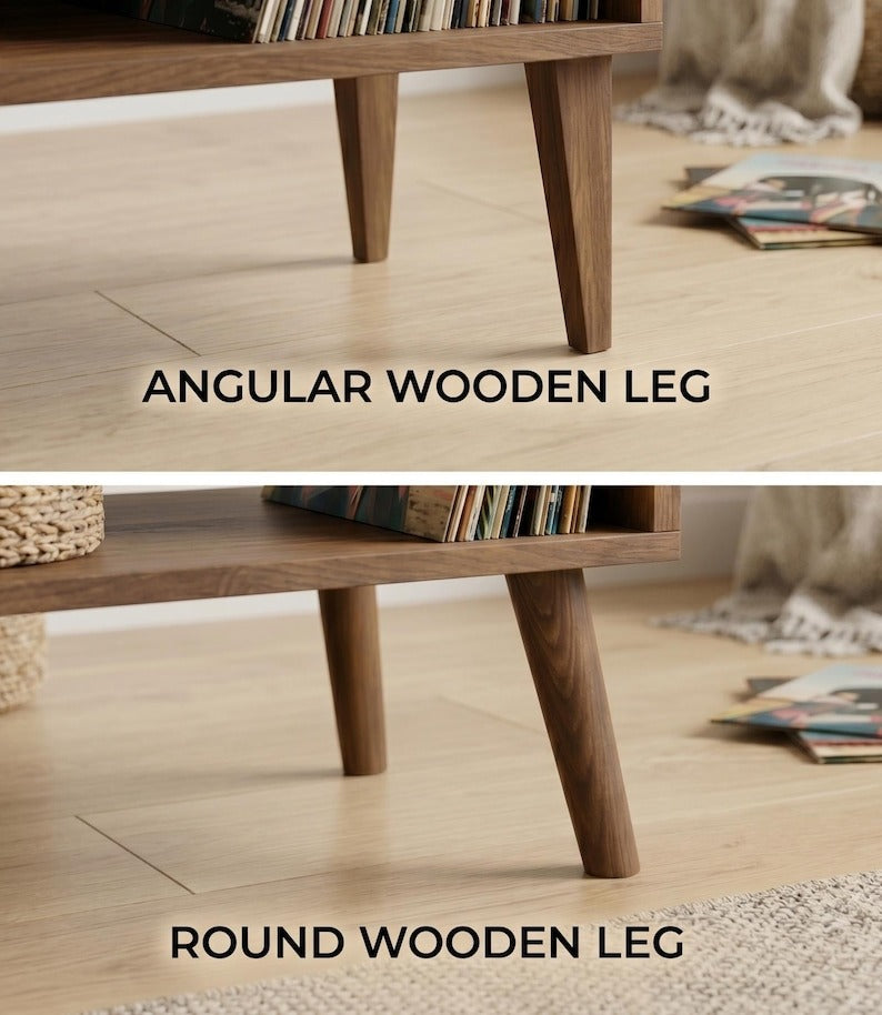 Wooden Turntable Stand with Vinyl Record Storage | Modern Record Player Console
