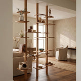 Adjustable Floor to Ceiling Shelf |Solid Wood 6-Tier Display Stand