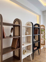 Mid-Century Rattan Display Shelf | Modern Open Bookcase