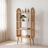 Mid-Century Rattan Display Shelf | Modern Open Bookcase