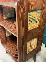Rattan Record Player Stand with Vinyl Storage | Wooden Turntable Cabinet