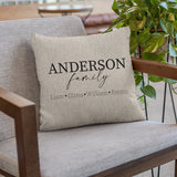 Personalize Family Pillow, Custom Pillow Covers, Family Pillow Cases, Last Name Pillow, Family Names Pillow, Family Gifts, Housewarming Gift - Arria Home