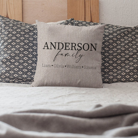 Personalize Family Pillow, Custom Pillow Covers, Family Pillow Cases, Last Name Pillow, Family Names Pillow, Family Gifts, Housewarming Gift - Arria Home