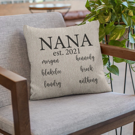 Nana Mothers Day Pillow, Grandma Pillow Covers, Nana Gift, Gift For Grandma, Grandmother Gift, Personalize Pillow, Gift From Grand Kids - Arria Home