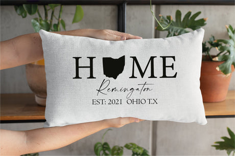 Personalize Home State Pillow, Home State Cushion, Housewarming Gift, New Home Gift, Custom Pillowcase, Home Decor, House Throw Pillow Cover - Arria Home