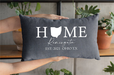 Home State Pillow, Home State Cushion, Custom Throw Pillow, Personalize Pillow, Housewarming Gift, New Home Gift, House Throw Pillow - Arria Home