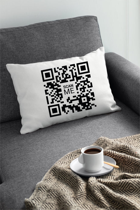 Personalize Pillow, QR Code Pillow, Office Pillow Case, Custom Lumbar Pillow, Personalized Pillows, Company Pillow, Housewarming Gift - Arria Home