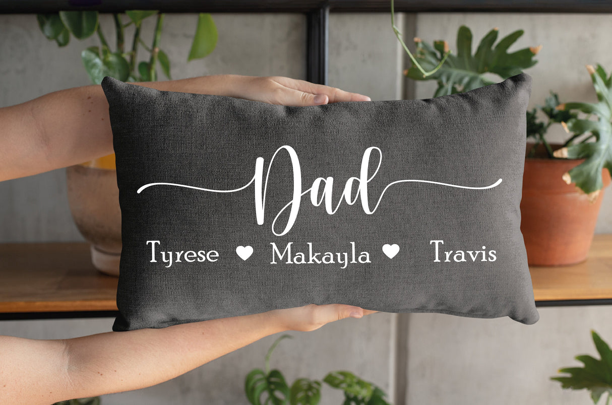 Dad Personalize Pillow, Dad Gift Throw Pillow, Custom Children Pillow Cover, Fathers Day Cushion, Children Name Pillowcase, Fathers Day Gift - Arria Home