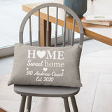 Housewarming gift, Home Pillowcase, Home Address Pillow, Personalize Pillow, New Home Pillow, Sweet Home Pillow, Sweet Home Pillow Cover - Arria Home