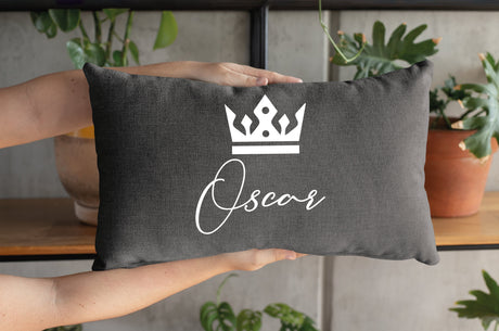 Custom Name Pillow with Crown, Personalize Name Pillow, Name Pillow Case, Custom Lumbar Pillow, Baby Announcement Pillow, Family Pillow Case - Arria Home