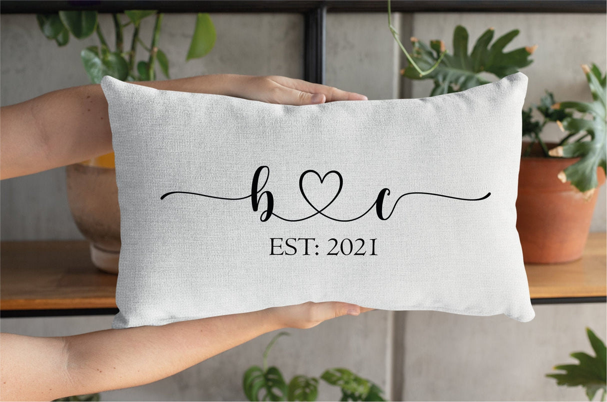 Personalize Pillow, Anniversary Pillow, Wedding Gift, Couple Pillow Cover, New Wedding Pillow, Newlywed Pillow, Couple Name Pillow - Arria Home