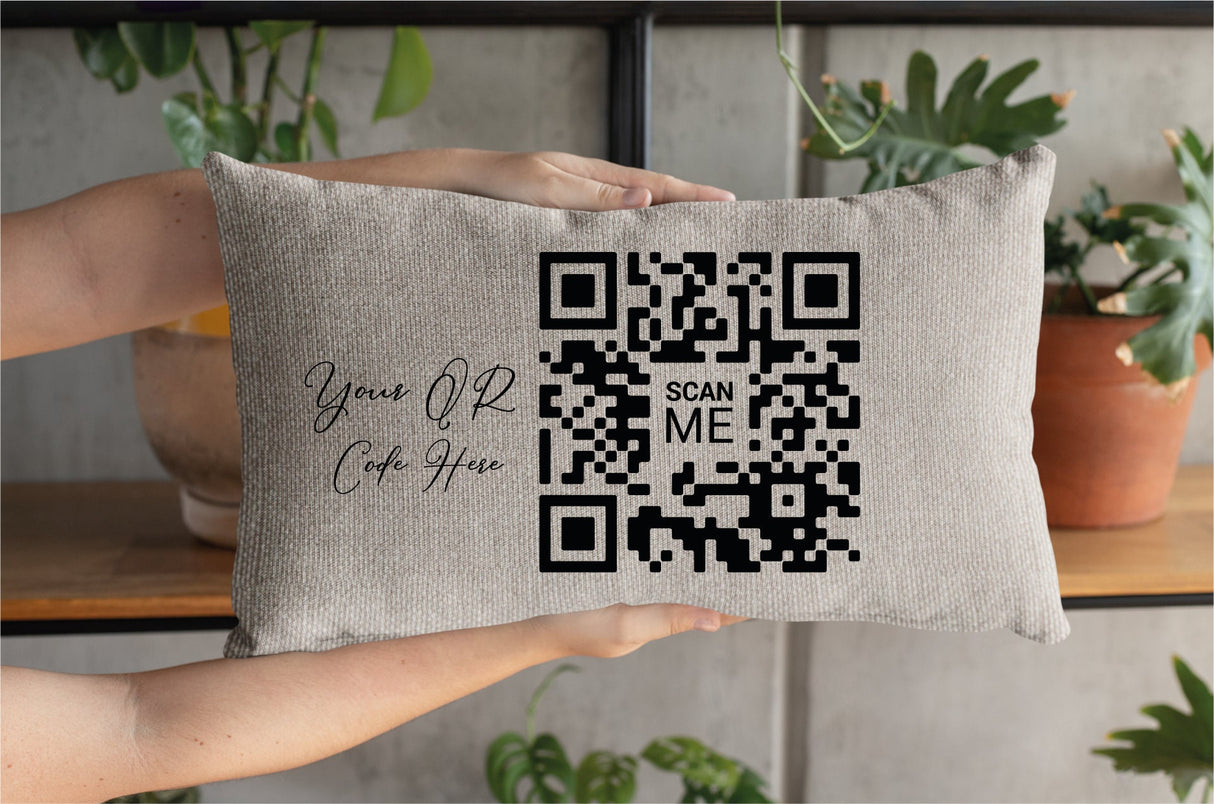 Personalize Pillow, QR Code Pillow, Office Pillow Case, Custom Lumbar Pillow, Personalized Pillows, Company Pillow, Housewarming Gift - Arria Home