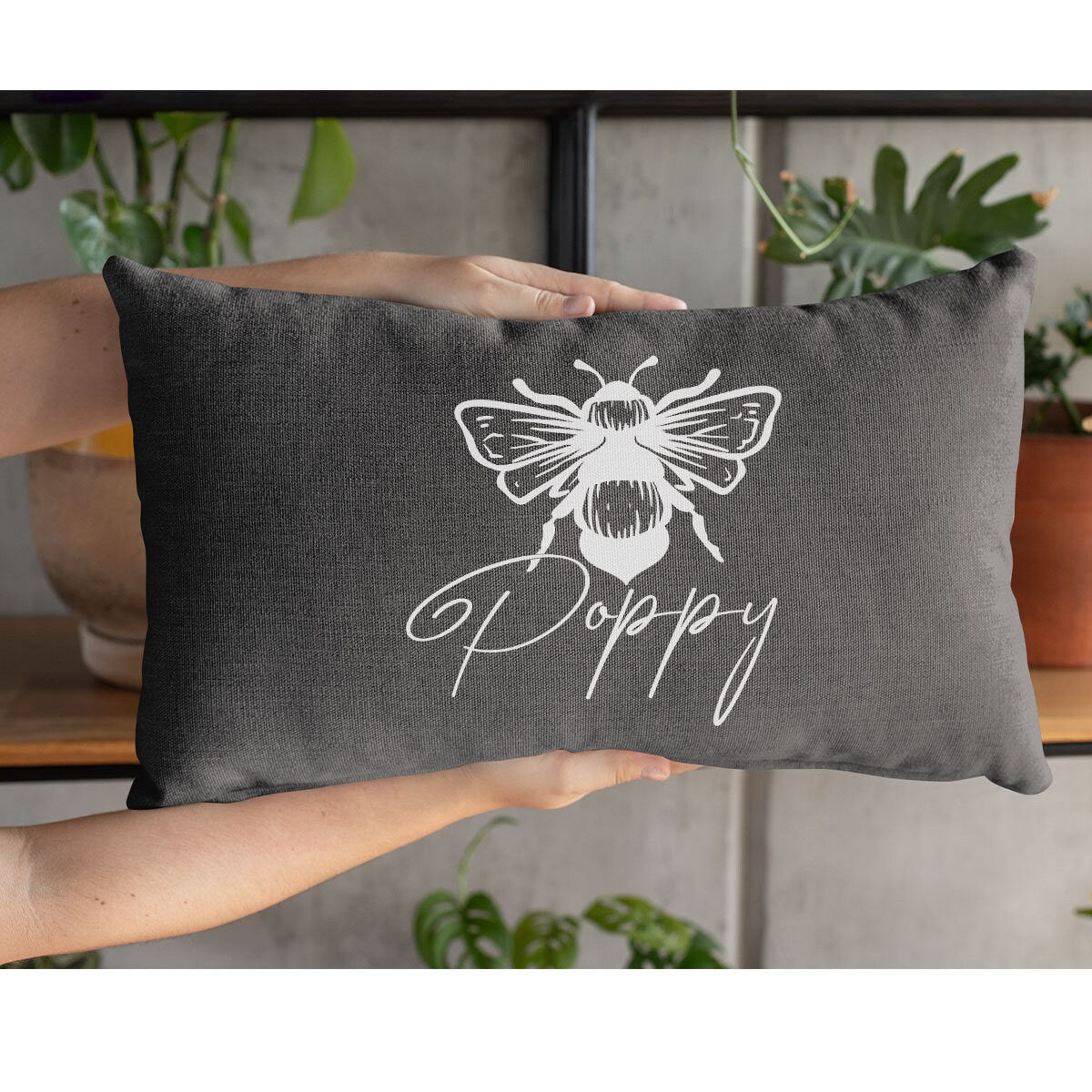 Personalize Bee Pillow, Bee Pillow, Custom Name Pillow, Custom Home Pillow, Gardening Pillow, Gardener Pillow Cover, Botanical Pillow - Arria Home