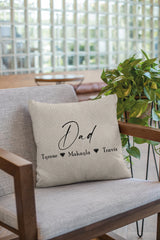 Dad Personalize Pillow, Dad Gift Throw Pillow, Custom Children Pillow Cover, Fathers Day Cushion, Children Name Pillow, Fathers Day Gifts - Arria Home