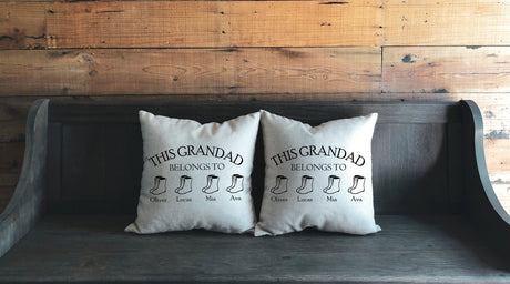 Personalize Grandad Cushion, Dad Custom Pillow, Grandpa Custom Throw Pillow, Kids Name Pillowcase, Fathers Day Custom Gift, Gift For Father - Arria Home