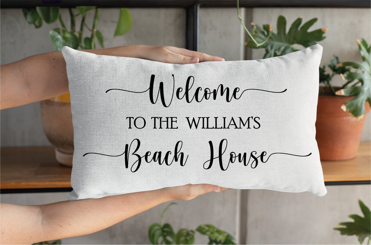 Beach House Pillow, Housewarming Gift, Beach House Decor, Nautical Beach House, Housewarming Pillow, Sunbrella Pillow, Patio Pillow Case - Arria Home