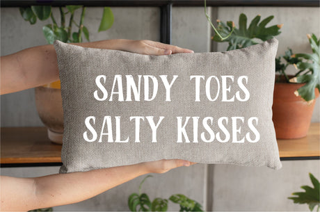 Sandy Toes Salty Kisses Pillow, Nautical Pillow, Beach Pillow, Beach Decor, Summer Decor, Summer Pillow, Lake Decor, Summer Pillow Cover - Arria Home