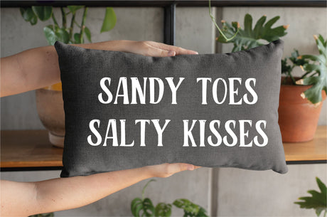 Sandy Toes Salty Kisses Pillow, Nautical Pillow, Beach Pillow, Beach Decor, Summer Decor, Summer Pillow, Lake Decor, Summer Pillow Cover - Arria Home