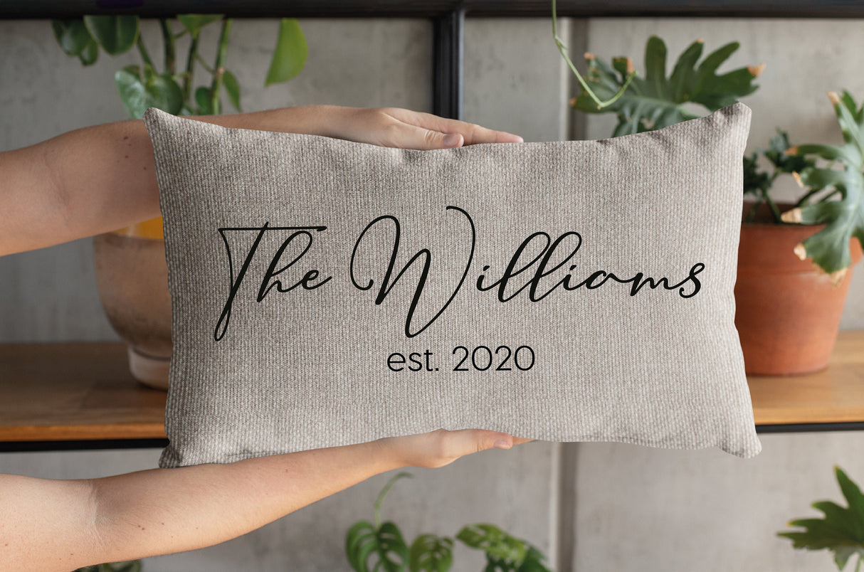 Personalized Name Pillow, Wedding Gift, Farher's Day, Personalized Caligraphy Pillow Cover, Last Name Throw Pillow, Engagement Gift, Custom - Arria Home
