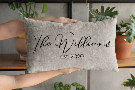 Personalized Name Pillow, Wedding Gift, Farher's Day, Personalized Caligraphy Pillow Cover, Last Name Throw Pillow, Engagement Gift, Custom - Arria Home