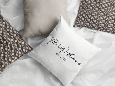 Personalized Name Pillow, Wedding Gift, Farher's Day, Personalized Caligraphy Pillow Cover, Last Name Throw Pillow, Engagement Gift, Custom - Arria Home