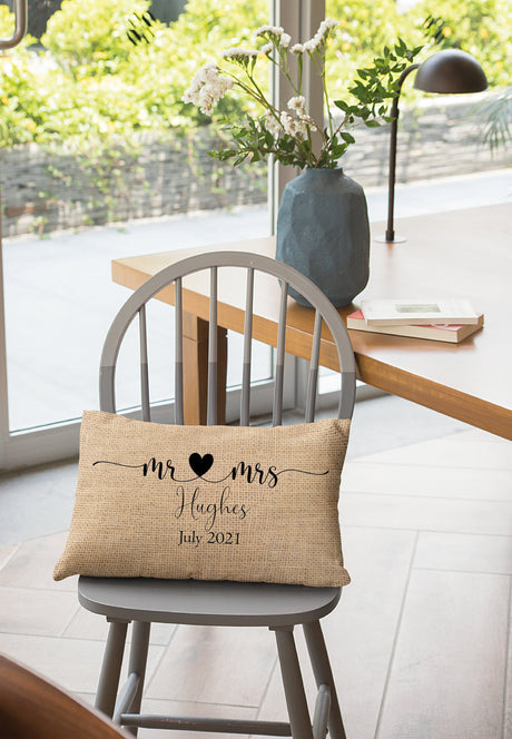 Mr And Mrs Pillow, Mr And Mrs Pillow Cover, Custom Burlap Pillow, Wedding Gift, New Home Gift, Couple Pillow, Personalized Pillow - Arria Home