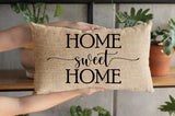 Home Pillow, Home Pillow Cover, Burlap Lumbar Pillow, Farmhouse Decor, Home Sweet Home, New Home Gift, Personalize Home, Housewarming Gift - Arria Home