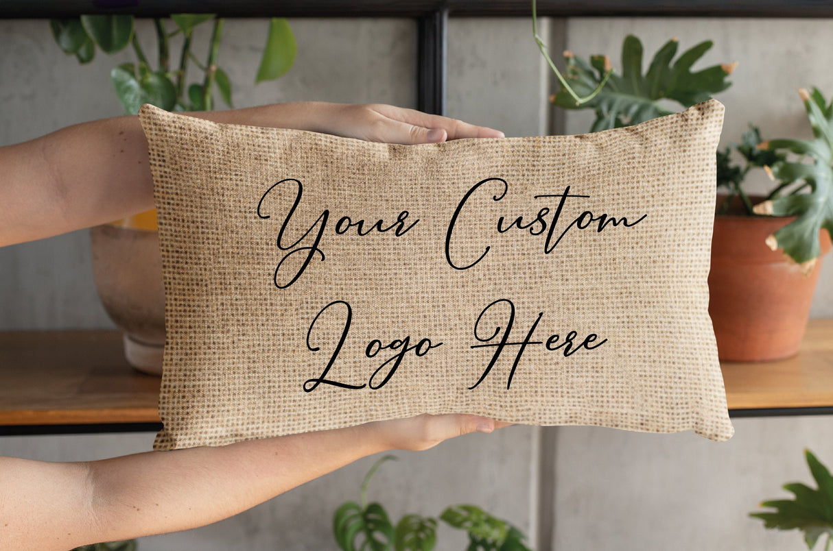 Logo Pillow, Personalize Logo Pillow, Company Pillow, Custom Burlap Pillow, Company Logo Pillow, Company Decor, Office Decor, Custom Pillow - Arria Home