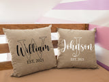 Custom Family Pillow Covers, Last Name Pillow, Wedding Gift, Custom Burlap Pillow, Family Pillow, Custom Name Pillow, Personalize Pillow - Arria Home