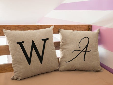 Initial Pillow Case, Initial Pillow Cover, Monogram Pillow, Letter Pillow, Custom Burlap Pillow, Custom Pillow, Housewarming Gift - Arria Home