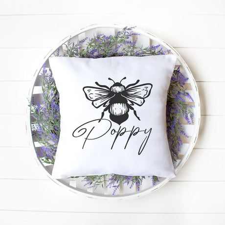 Personalize Bee Pillow, Bee Pillow, Custom Name Pillow, Custom Home Pillow, Gardening Pillow, Gardener Pillow Cover, Botanical Pillow - Arria Home