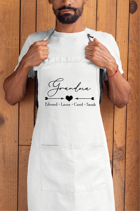 Personalized Apron, Grandma Apron, Grandma Gift, Great Grandma Gift, Womens Apron, Customized Apron, Personalize Apron, Grandkids Name Apron - Arria Home