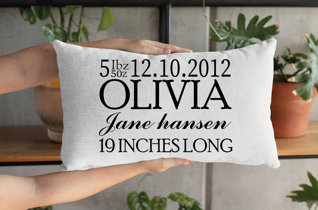 Birth Announcement Pillow, Baby Announcement Pillow, New Baby Gift, Personalized Pillow For Baby, Personalize Pillow, Birth Stats Pillow - Arria Home