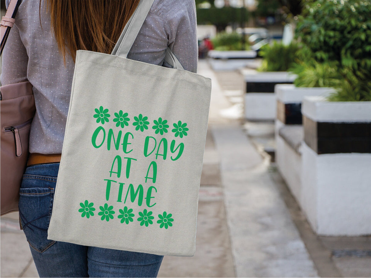 Tote Bags For Women, Canvas Tote Bag, Shopping Tote Bag, Reusable Tote Bag, Market Tote Bag, One Day At Time, Cotton Tote Bag - Arria Home