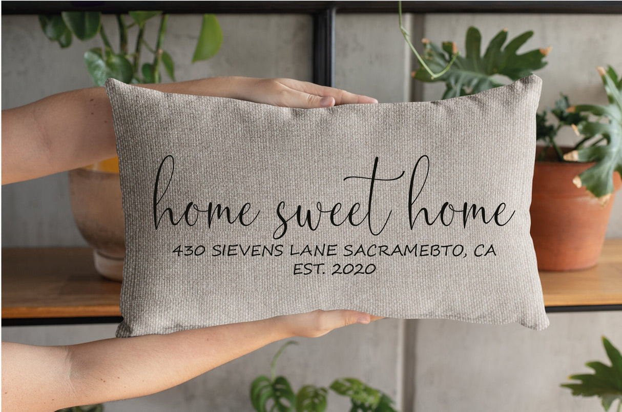 Home Address Pillow, Address Pillow, Home Pillow, House Warming Gift, Housewarming Pillow, First Home, New Home Gift, Custom Address Pillow - Arria Home