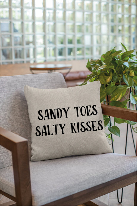 Sandy Toes Salty Kisses Pillow, Nautical Pillow, Beach Pillow, Beach Decor, Summer Decor, Summer Pillow, Lake Decor, Summer Pillow Cover - Arria Home