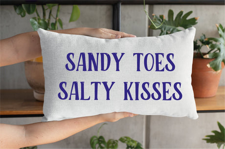 Sandy Toes Salty Kisses Pillow, Nautical Pillow, Beach Pillow, Beach Decor, Summer Decor, Summer Pillow, Lake Decor, Summer Pillow Cover - Arria Home