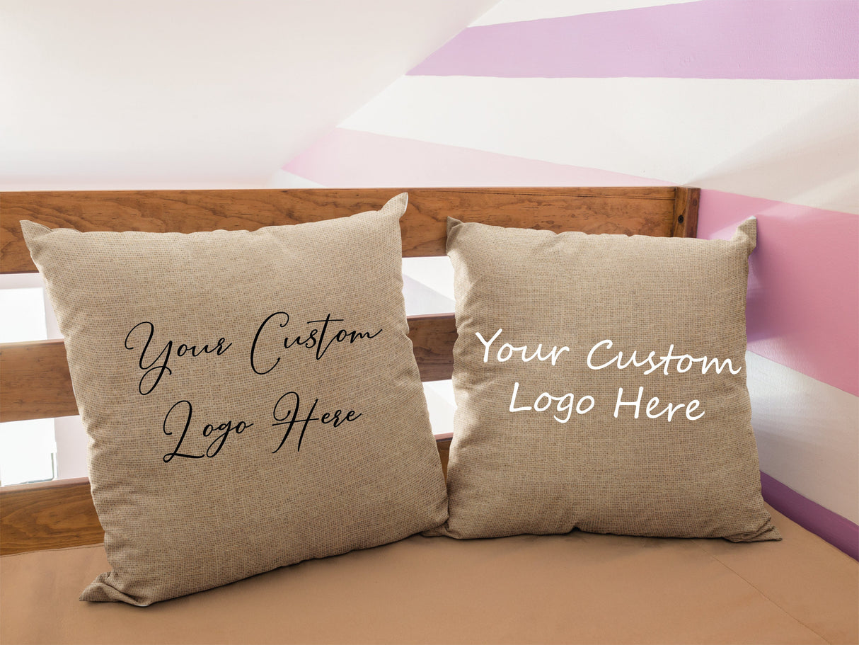 Logo Pillow, Personalize Logo Pillow, Company Pillow, Custom Burlap Pillow, Company Logo Pillow, Company Decor, Office Decor, Custom Pillow - Arria Home