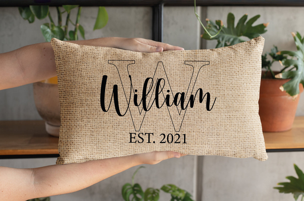 Custom Family Pillow Covers, Last Name Pillow, Wedding Gift, Custom Burlap Pillow, Family Pillow, Custom Name Pillow, Personalize Pillow - Arria Home