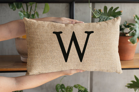 Initial Pillow Case, Initial Pillow Cover, Monogram Pillow, Letter Pillow, Custom Burlap Pillow, Custom Pillow, Housewarming Gift - Arria Home